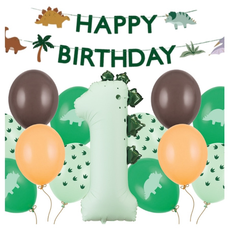 Balony na Roczek Dinozaury girlanda Happy birthday zestaw zes-DINO10