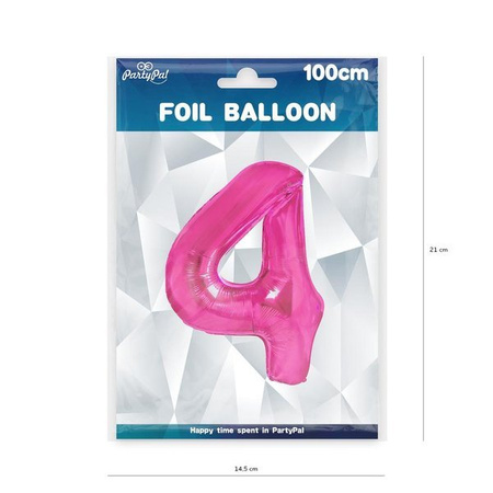 Balon foliowy 4 różowy 100cm 1szt 450274