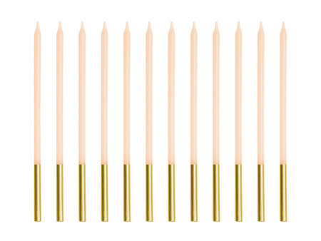 Świeczki na tort urodzinowe gładkie beżowe 14 cm 12 sztuk SCD-4-013 