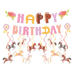 Dekoracje urodzinowe girlanda napis świderki Happy Birthday Koniki zes-konie10