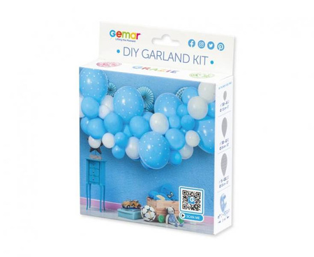 Girlanda balonowa niebiesko biała DIY 031348