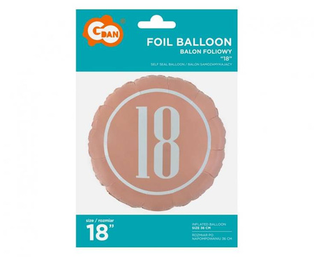 Balon foliowy na 18 urodziny różowo złoty 46cm 1sztuka FG-OR18