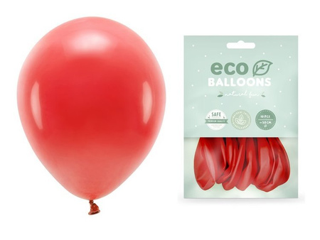 Balony Eco 30cm pastelowe czerwone 10 sztuk ECO30P-007-10