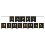 Baner urodzinowy Happy Birthday czarny 250cm 1szt PF-GBGP
