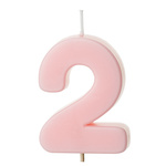 Świeczka na tort cyferka 2 różowa pastelowa jasna 5,5cm 1 sztuka SCU10-2-081J