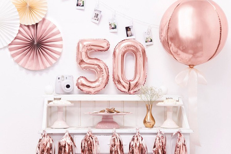 Balony na 50 urodziny rocznicę różowe złoto rose gold 35cm foliowe FB10M-50-019R