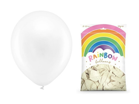 Balony Rainbow 23cm metalizowane białe 100 sztuk RB23M-008-100x