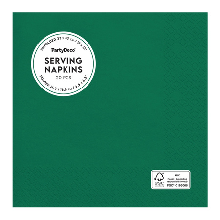 Serwetki papierowe ciemny zielony 33x33cm 20 sztuk SP33-109-012C