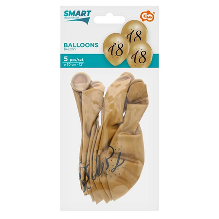 Balony złote na 18 urodziny 30cm 5 sztuk GZ-18Z5