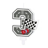 Świeczka na tort cyfra 3 Wyścigówki Race On 1 sztuka 169254