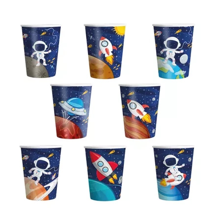 Kubeczki papierowe urodzinowe Kosmos Space 220ml 8 sztuk 129753