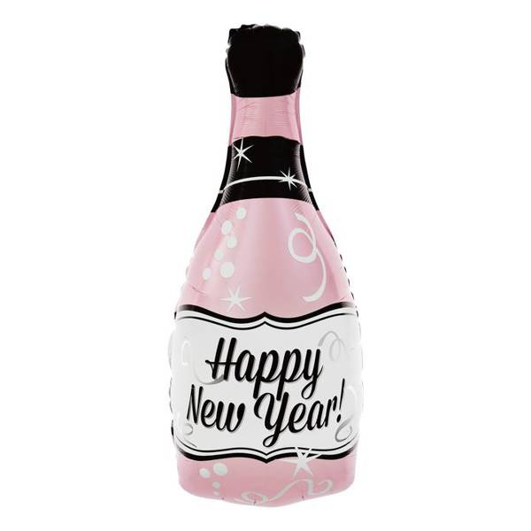 Balon foliowy Butelka szampana Happy New Year Różowa 100x49cm 460521