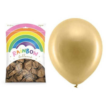 Balony Rainbow 23cm metalizowane złote 100 sztuk RB23M-019-100x