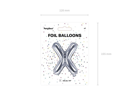 Balon foliowy X srebrny 35cm 1szt FB2M-X-018