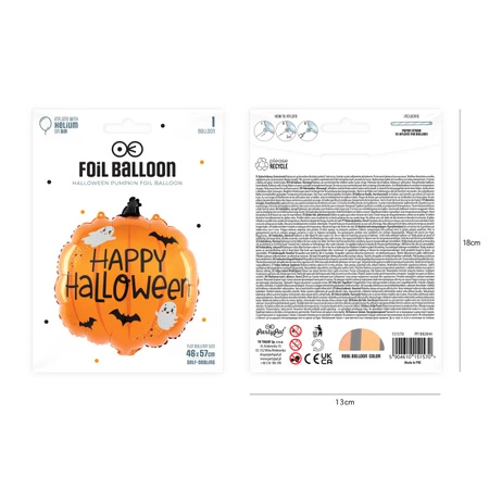 Balon foliowy dynia Halloween 46x57cm 1 sztuka 151570