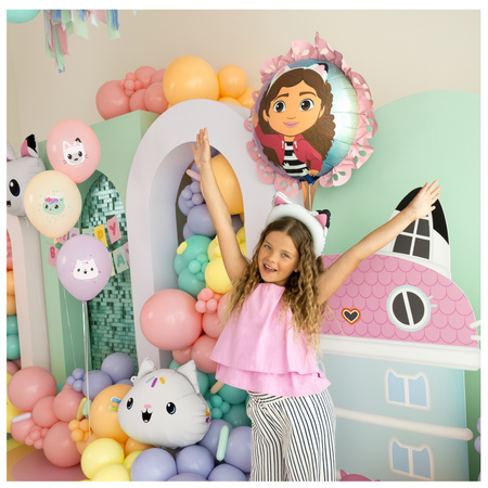 Balony na 3 urodziny Koci Domek Gabi foliowe zestaw zes-GABI15