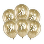 Balony na 30 urodziny Glossy złote 30cm 6 sztuk CHB14-1-30-019-6