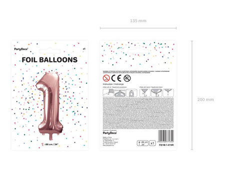 Balon foliowy 1 rose gold 86cm 1szt FB1M-1-019R