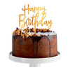 Topper na tort Happy Birthday akrylowy złoty 14 cm 1 sztuka PF-DAKH