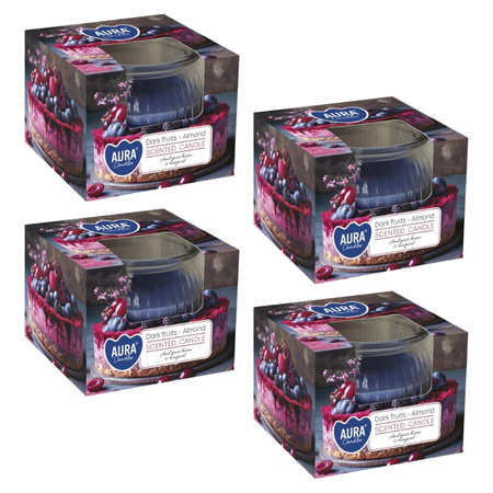 Świece zapachowe w szkle BISPOL 18H CIEMNE JAGODY MIGDAŁ 4 sztuki SN69-373-4x