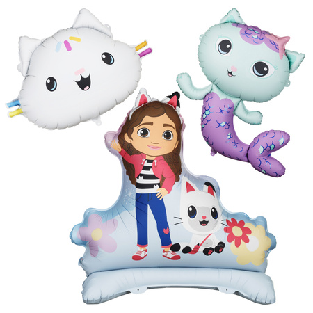 Balony Koci Domek Gabi urodziny foliowe 3 sztuki zes-GABI14