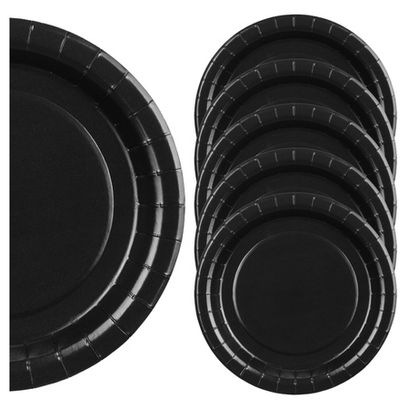 Talerzyki papierowe czarne 18cm 6 sztuk PartyDeco TPP90-010
