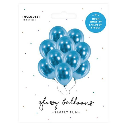 Balony niebieskie Glossy 30 cm lateksowe 10 sztuk CHB1-001-10