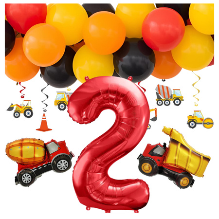 Zestaw na 2 urodziny balony budowa betoniarka wywrotka zes-BUD12