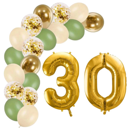Balony na 30 urodziny boho girlanda złote 20 sztuk A34