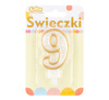Świeczka na tort cyfra 9 złota brokatowa 1 sztuka PF-SCZK9