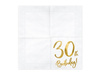 Serwetki na 30 urodziny białe złoty nadruk 33x33cm 20 sztuk SP33-77-30-008 