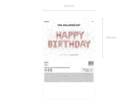 Balony foliowe napis Happy Birthday rose gold 340x35cm FB6M-019R