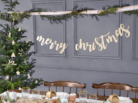 Baner świąteczny Merry Christmas drewniany 87cm 1 sztuka GRL89-100