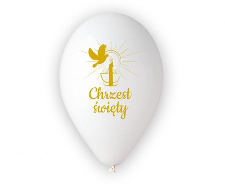 Balony na Chrzest Święty białe 30cm 5 sztuk GS120/CHS