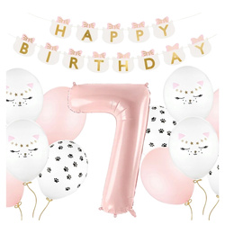 Balony na 7 urodziny Kotki Kotek zestaw urodzinowy zes-bal-kot-8