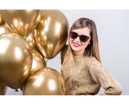 Balony złote 33cm chromowane Shiny Gemar 50 sztuk GB120/88