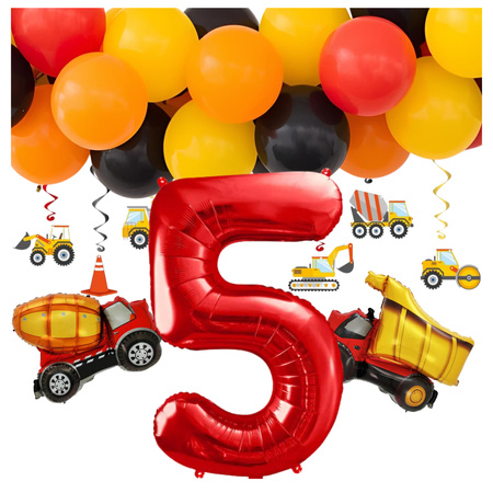Zestaw na 5 urodziny balony budowa betoniarka wywrotka zes-BUD15