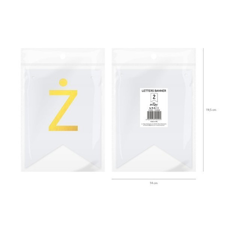 Baner biały ze złotą literą flagi literka Ż 16cm 1szt 512220