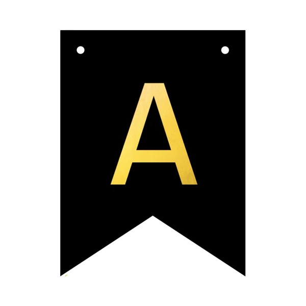 Baner czarny ze złotą literą flagi literka A 16cm 1szt 141632
