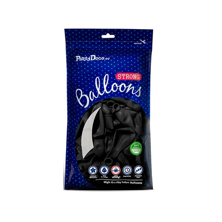 Balony czarne pastelowe 23cm 9 cali Strong 100 sztuk SB10P-010-100x