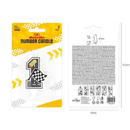 Świeczka na tort cyfra 1 Wyścigówki Race On 1 sztuka 169230