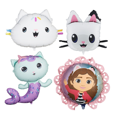 Balony Koci Domek Gabi urodziny foliowe zestaw 4 sztuki zes-GABI12