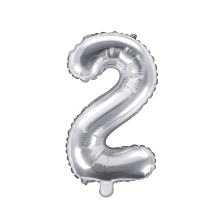 Balon foliowy 2 srebrny 35cm 1szt FB10M-2-018