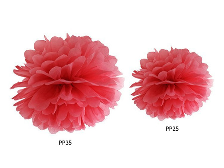 Pompon bibułowy 25cm czerwony 1szt pp25-007