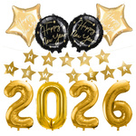 Dekoracje na Sylwestra 2026 balony baner złote czarne zes-SYL24