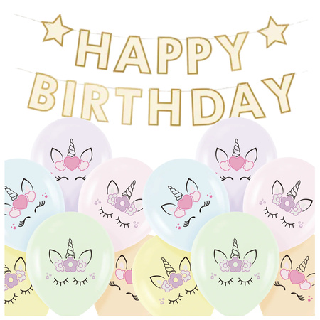 Dekoracje urodzinowe Jednorożce baner balony zestaw zes-JED13