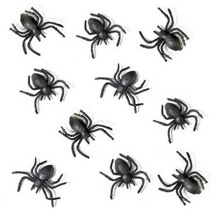 Pająki plastikowe czarne Halloween 3cm 50 sztuk PHK10-BOX