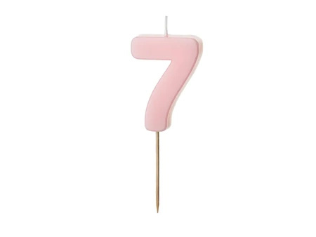 Świeczka na tort cyferka 7 różowa pastelowa jasna 5,5cm 1 sztuka SCU10-7-081J