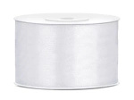 Tasiemka satynowa 38mm biała rolka 25m 1 sztuka TS38-008