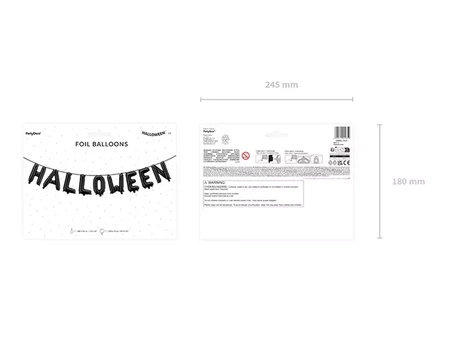 Balony czarne napis HALLOWEEN foliowe 280x46cm FB216